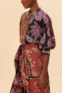 Robe midi ceinturée - Multicolore