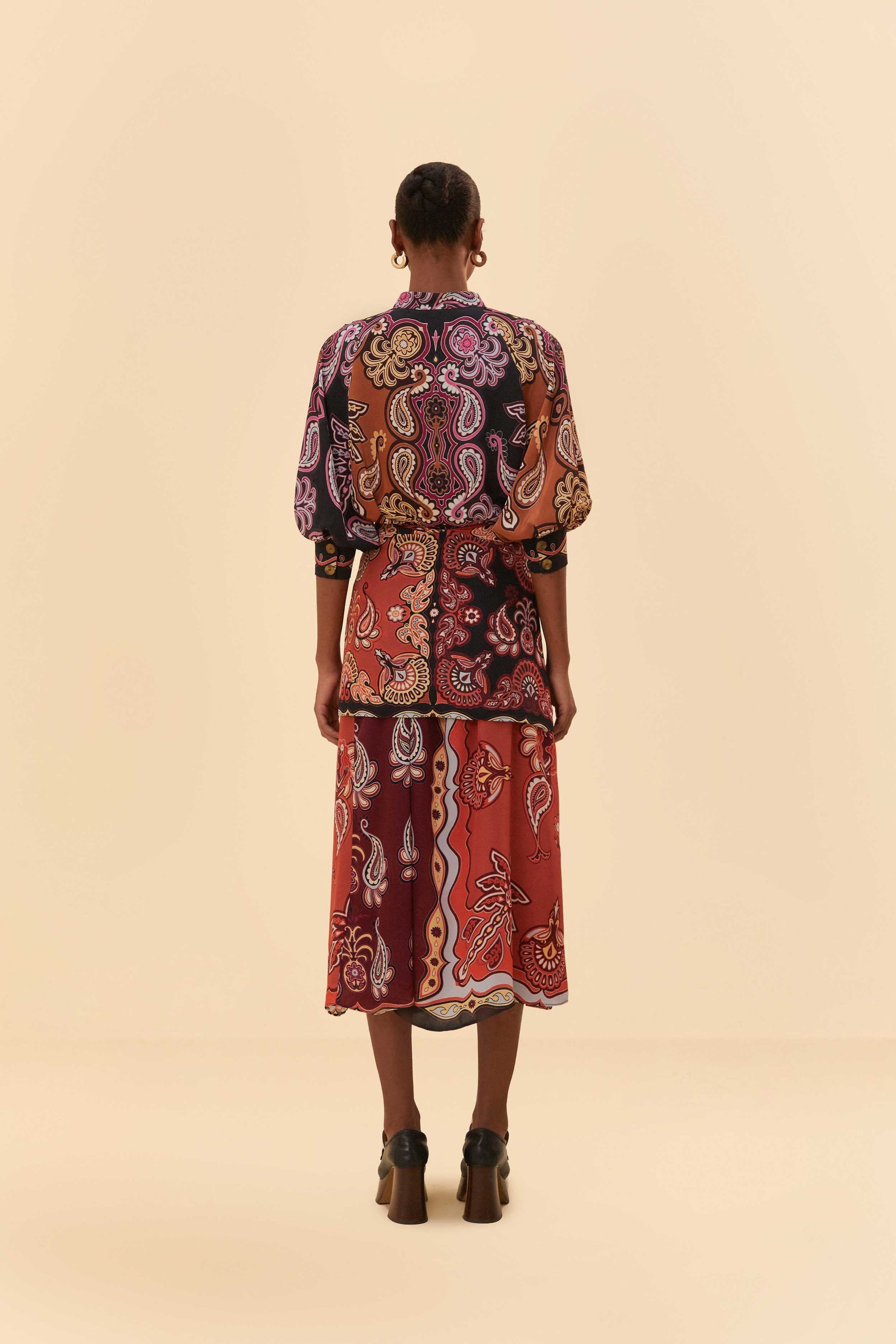 Robe midi ceinturée - Multicolore