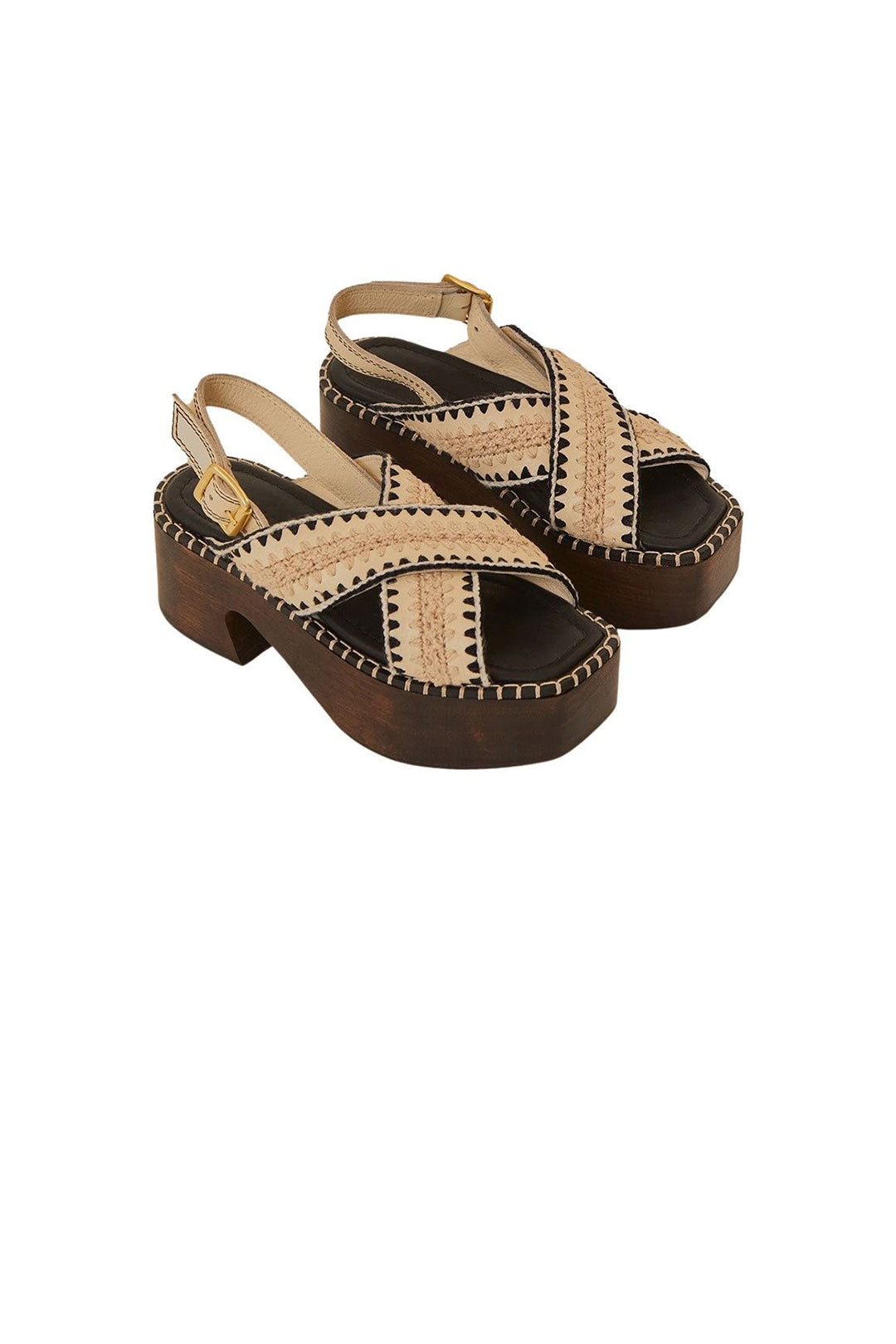 Cotton blend platform clogs - Beige