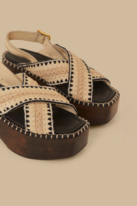 Cotton blend platform clogs - Beige