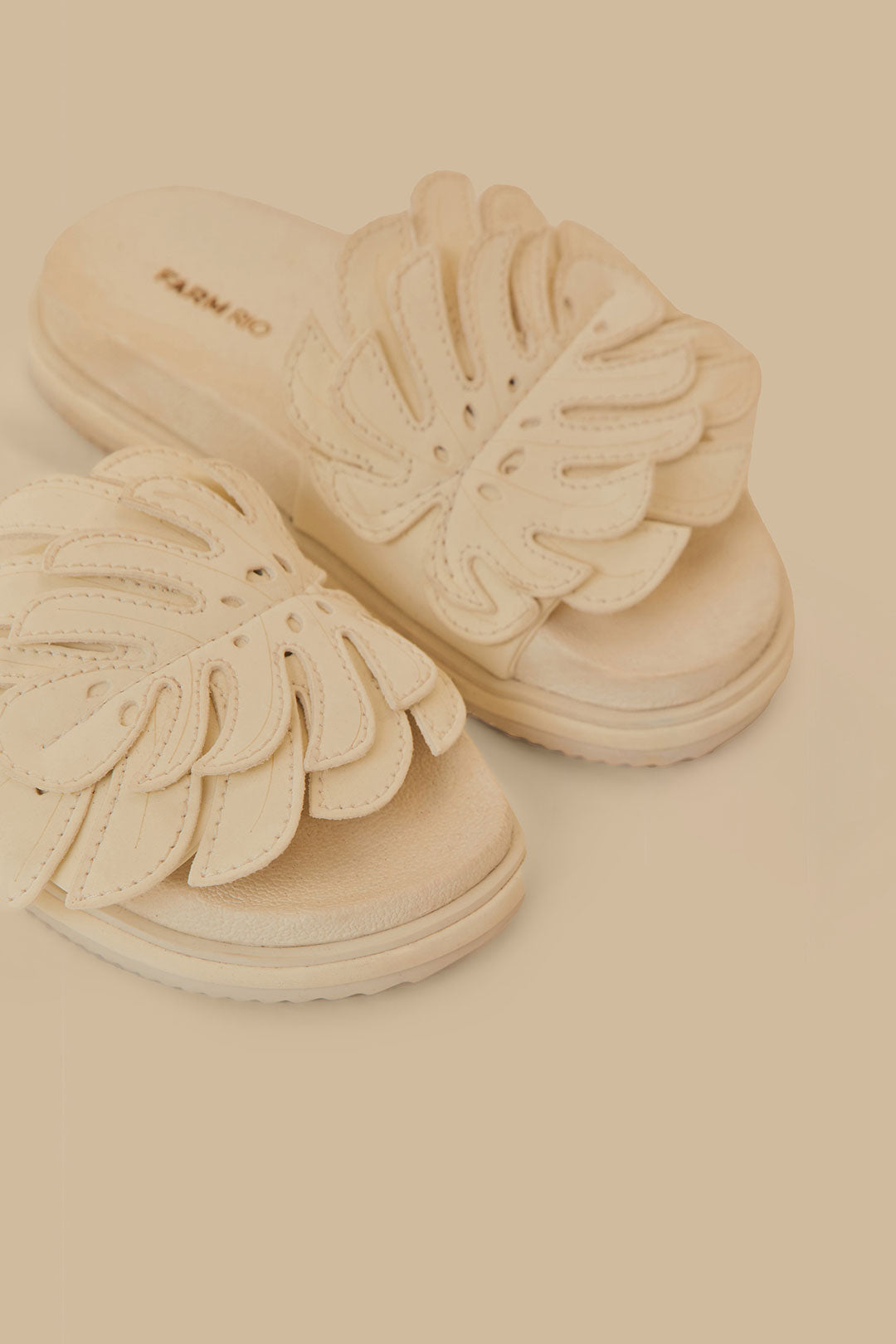 Mules Monstera à empiècement en coton mélangé - Beige
