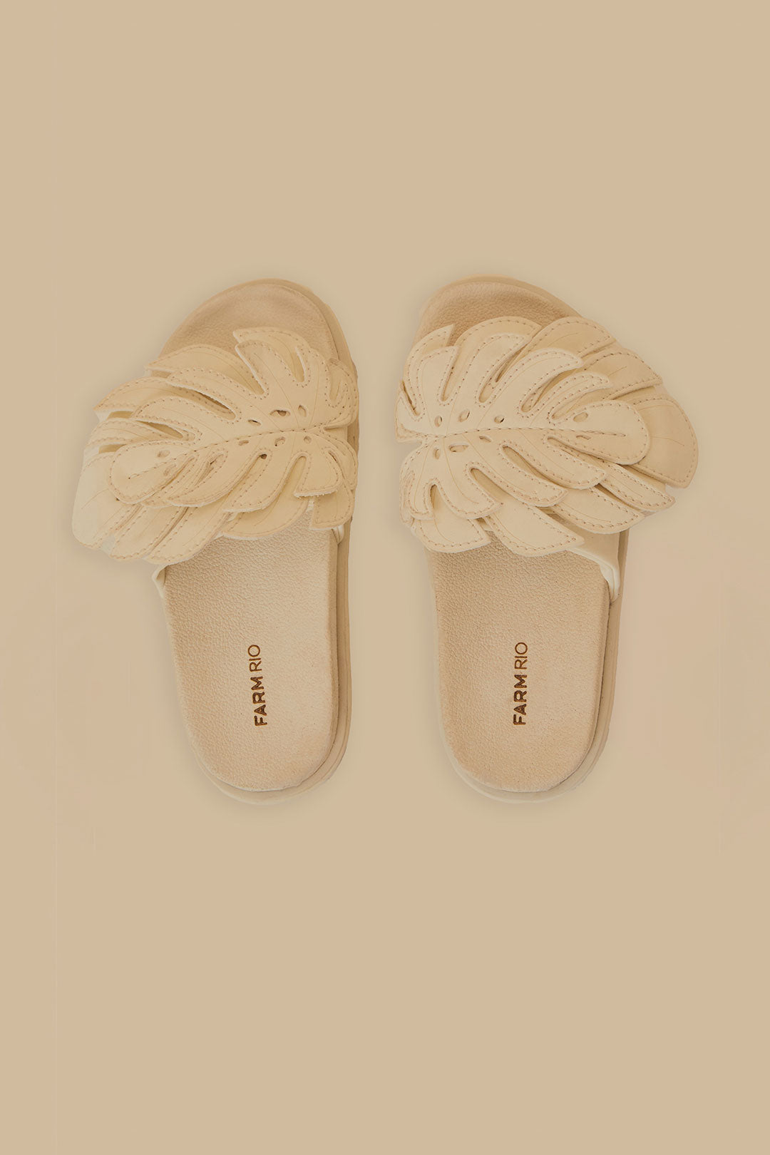Mules Monstera à empiècement en coton mélangé - Beige