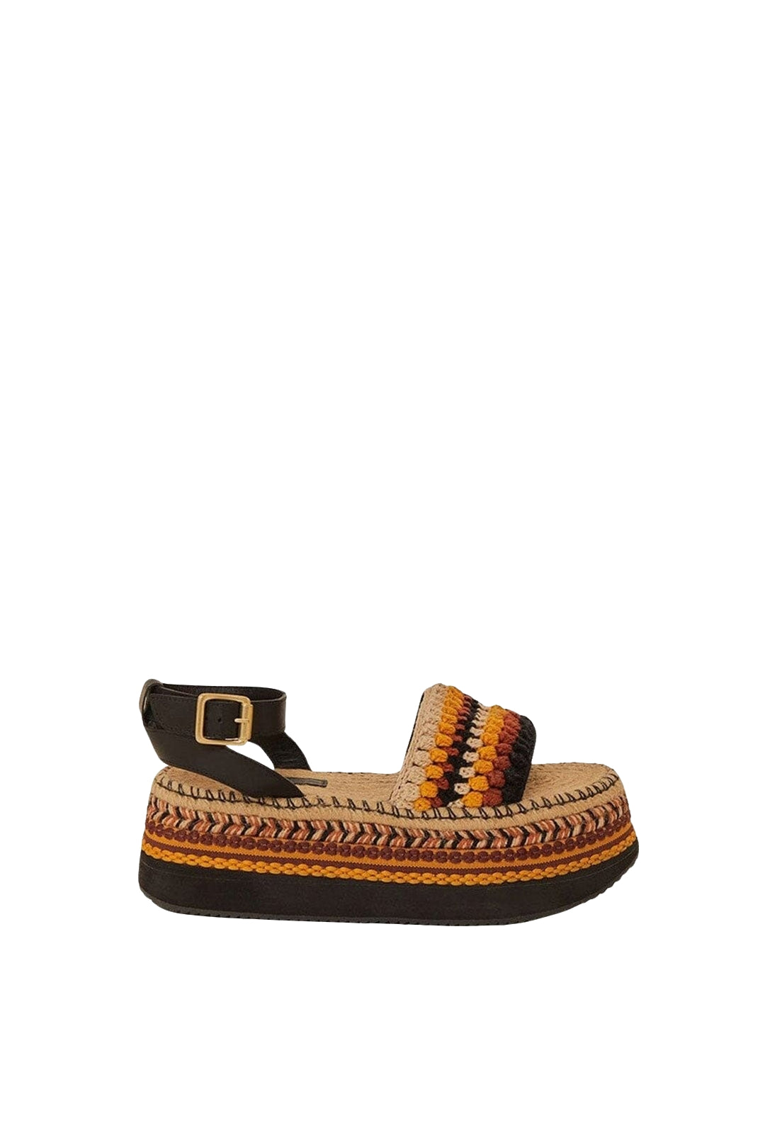 MEDIA OFF LINE_Espadrilles à plateforme crochet en coton mélangé - Jaune