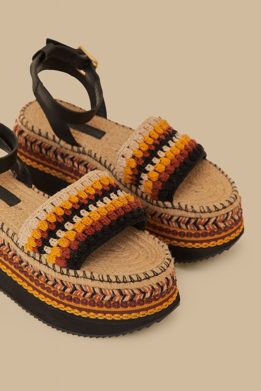 MEDIA OFF LINE_Espadrilles à plateforme crochet en coton mélangé - Jaune