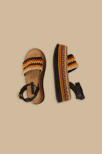MEDIA OFF LINE_Espadrilles à plateforme crochet en coton mélangé - Jaune