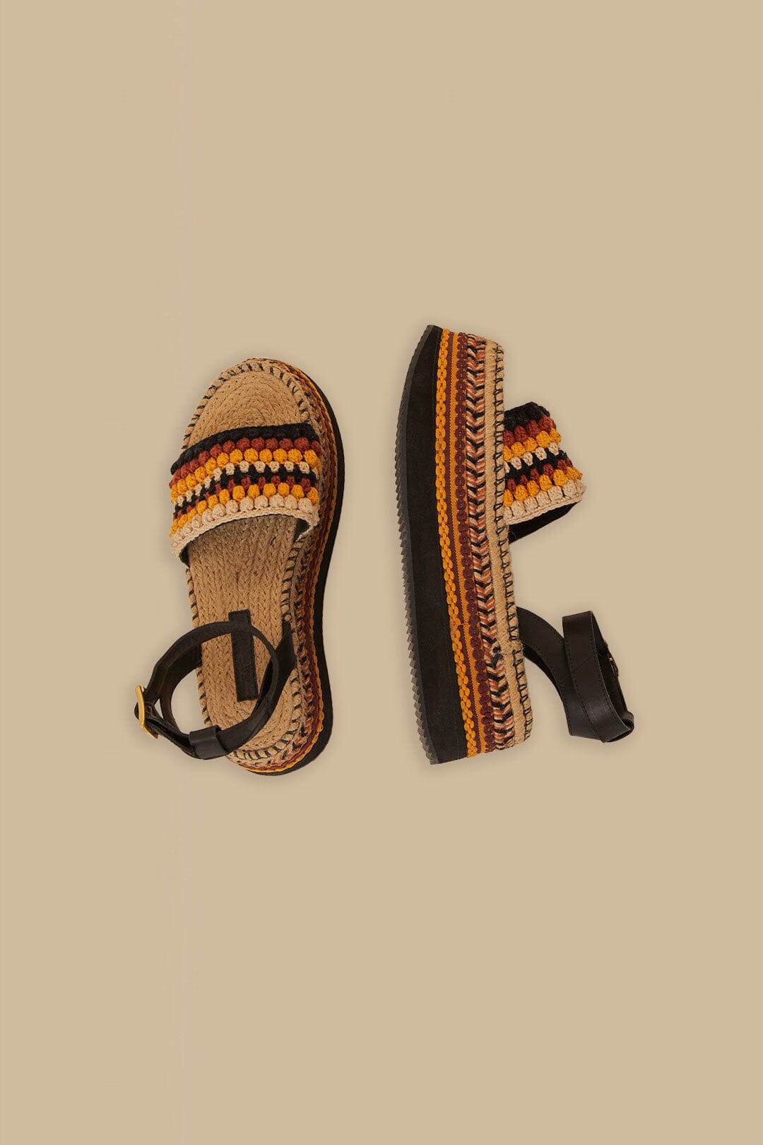 MEDIA OFF LINE_Espadrilles à plateforme crochet en coton mélangé - Jaune