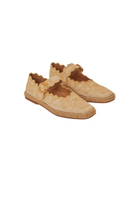 Cotton Richelieu ballerinas - Beige