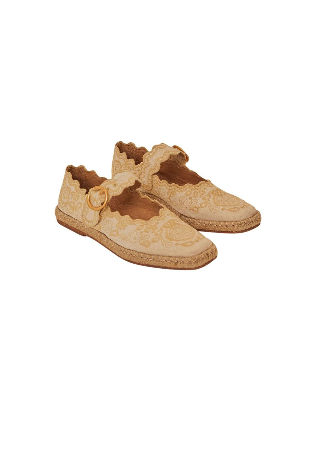 Cotton Richelieu ballerinas - Beige