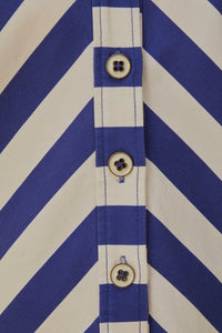 Chemise à manches longues rayée en coton - Bleu