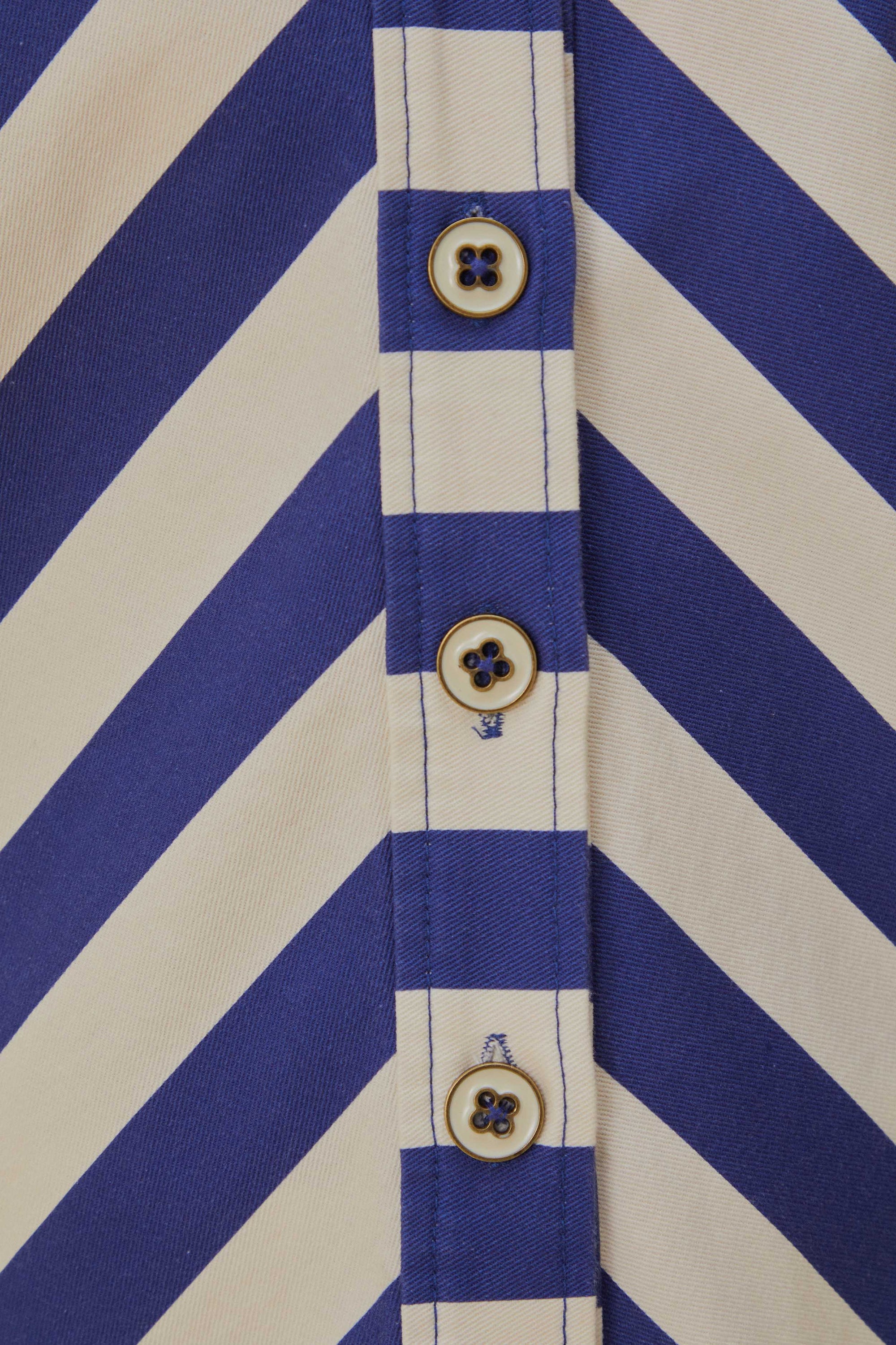 Chemise à manches longues rayée en coton - Bleu