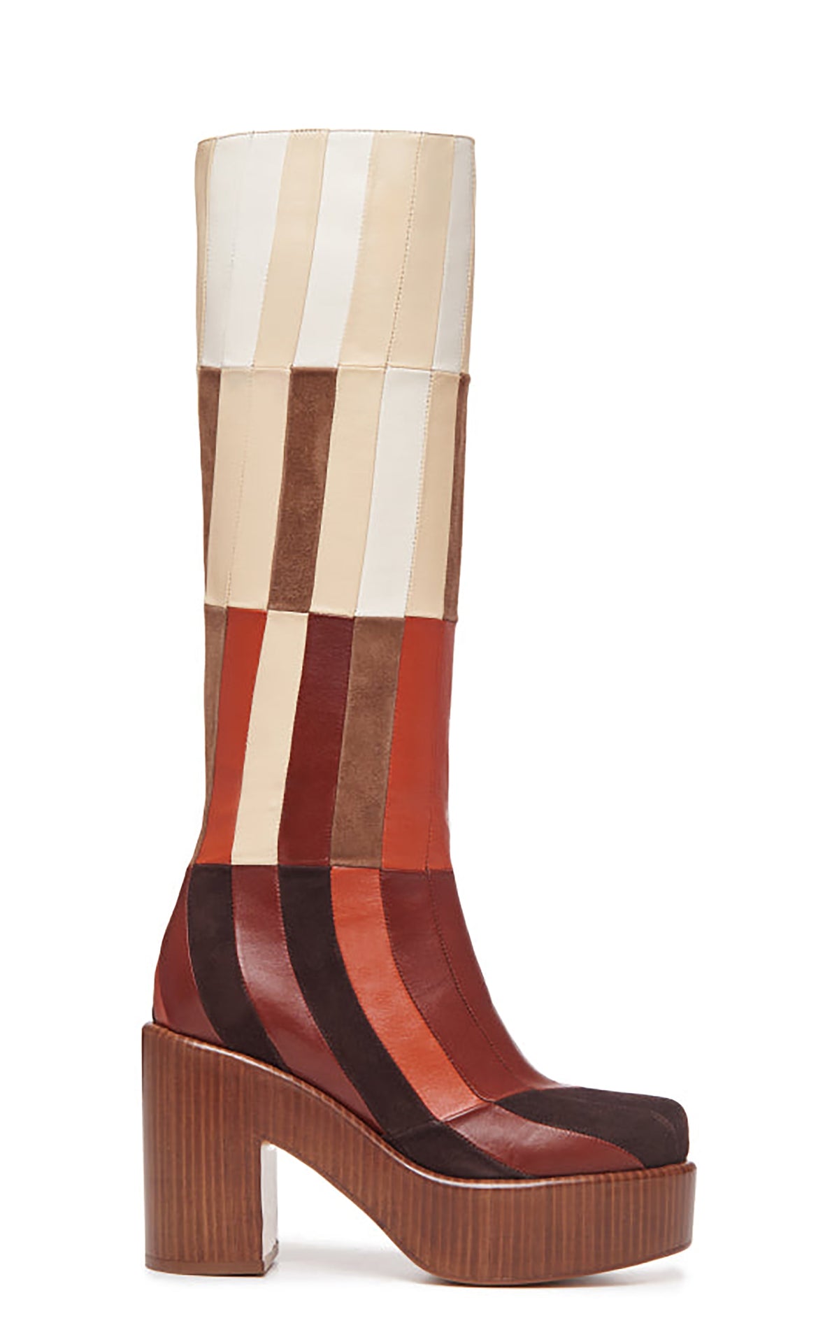 Brigade Patchwork Boot en rouge clay multicolore nappa daim