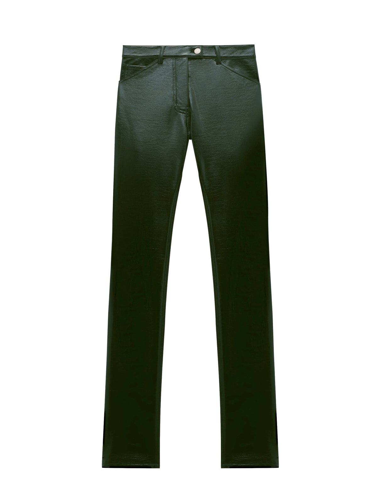 Pantalon droit en vinyle - Vert Fonce