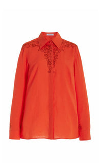 Josey Shirt en rouge clay lin d’aloès popeline de chemise