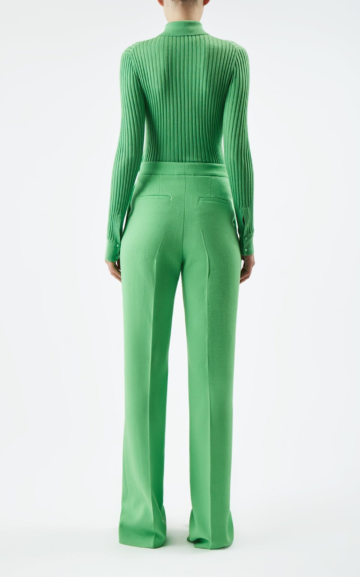 Vesta Pant en vert fluorescent sponge laine crêpe