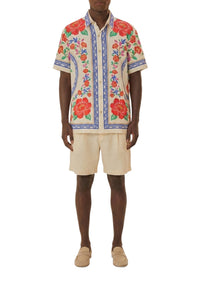 Chemise unisexe Flowers Beach en lin - Rouge