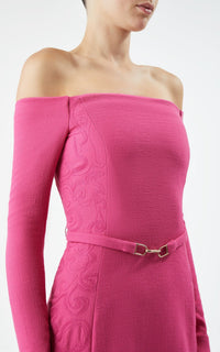 Fuchsia / Robe Carole avec broderie en laine - Fuchsia