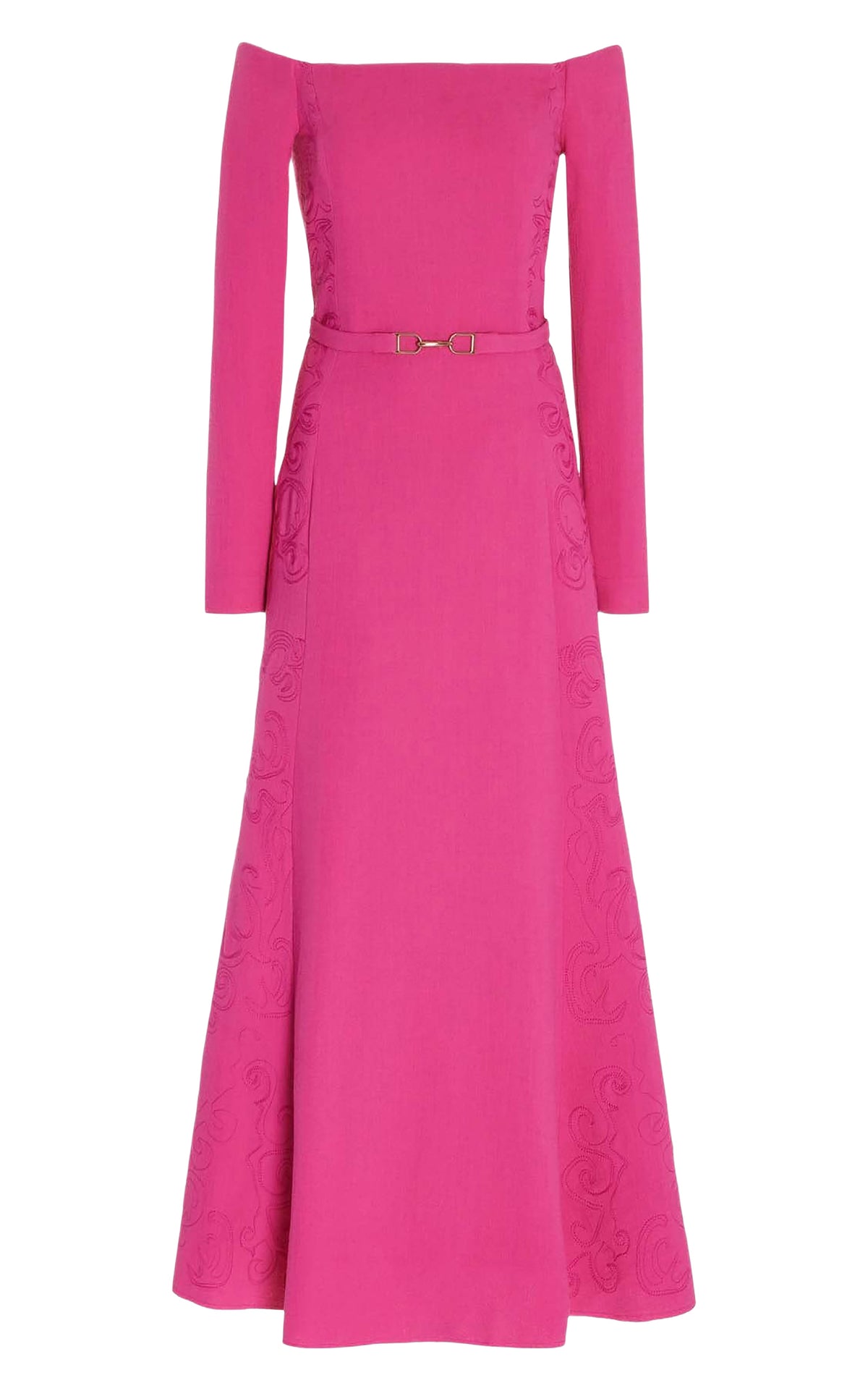 Fuchsia / Robe Carole avec broderie en laine - Fuchsia
