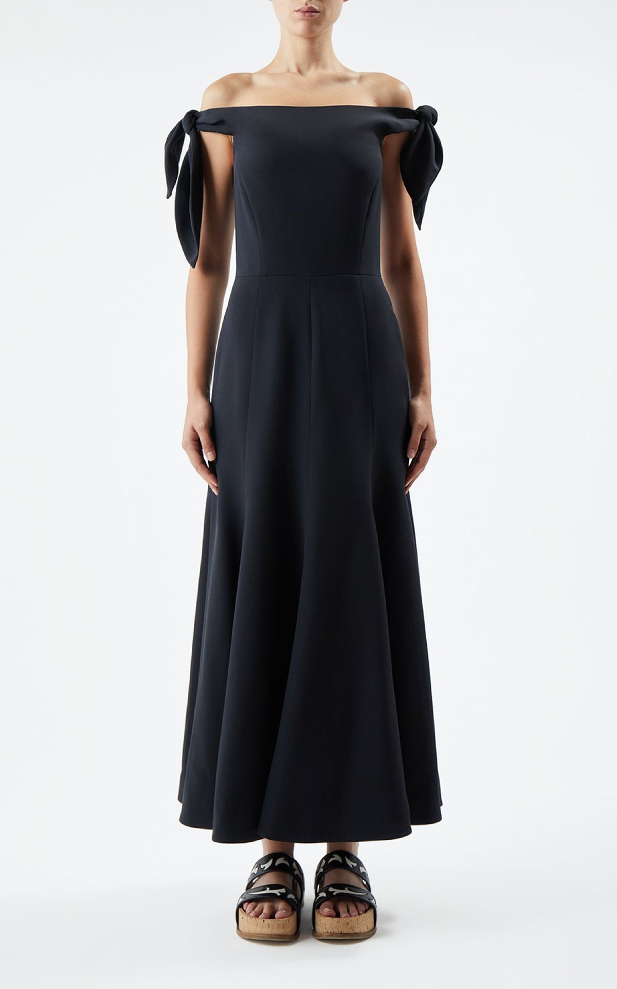 Eda Dress en noir soie laine cady