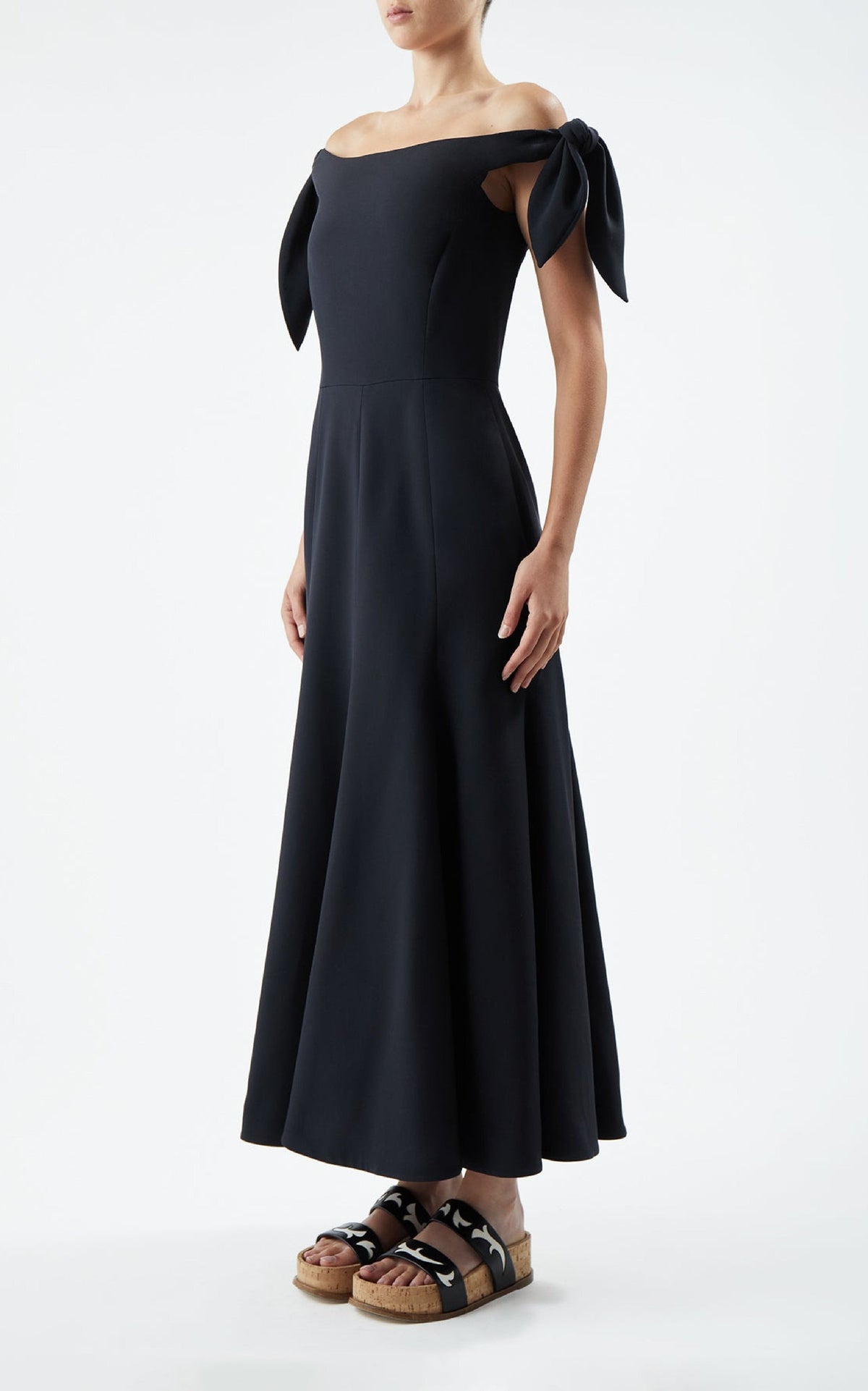 Eda Dress en noir soie laine cady