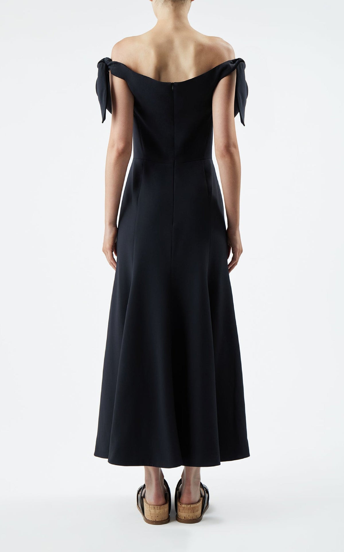 Eda Dress en noir soie laine cady
