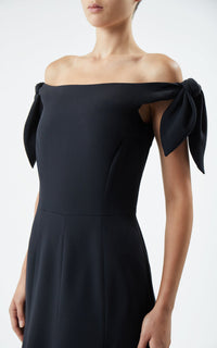 Eda Dress en noir soie laine cady