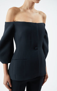 Sawyer Jacket en noir structured laine soie cady