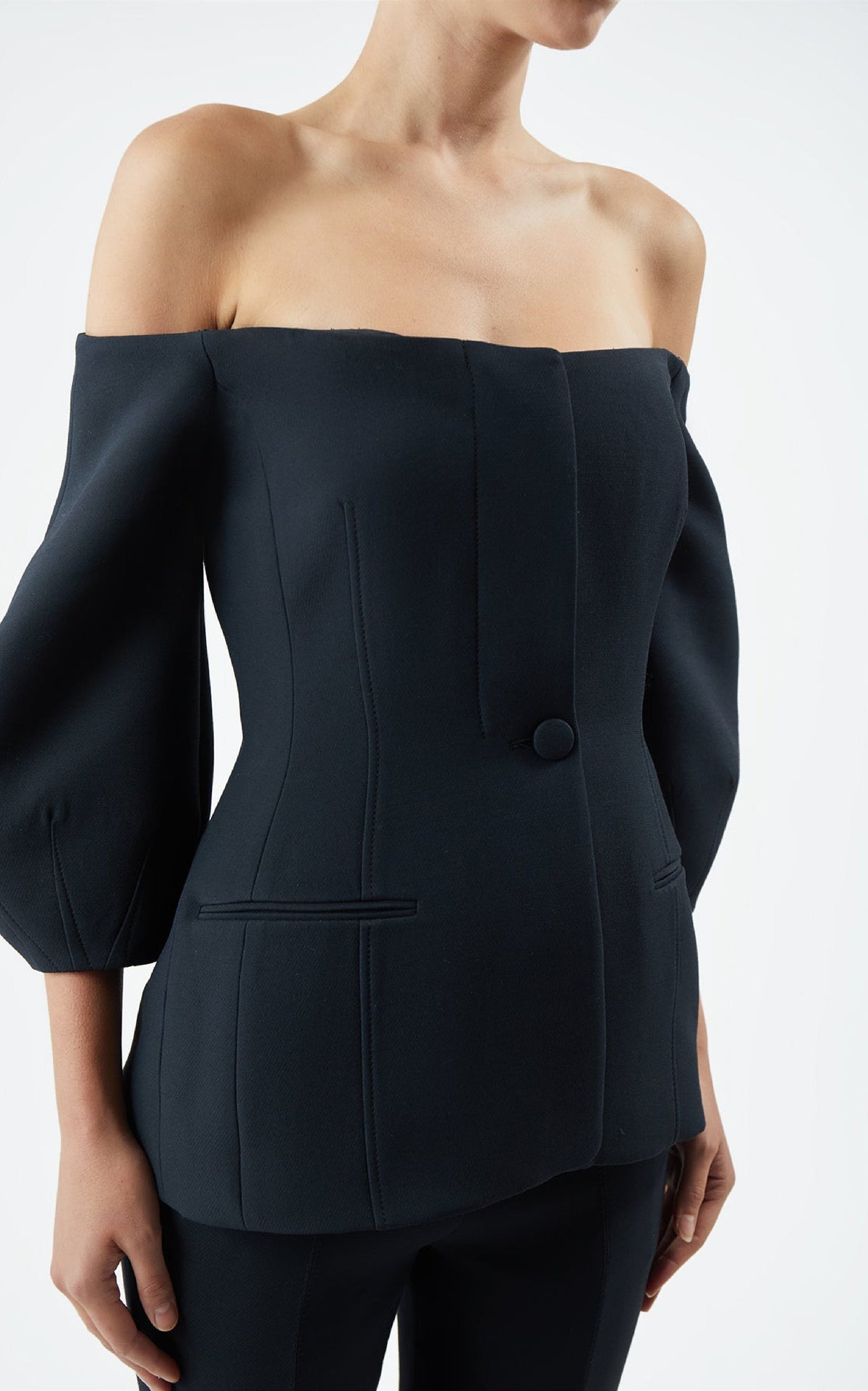 Sawyer Jacket en noir structured laine soie cady