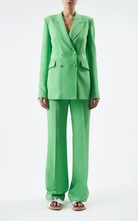 Stephanie Blazer en vert fluorescent sponge laine crêpe