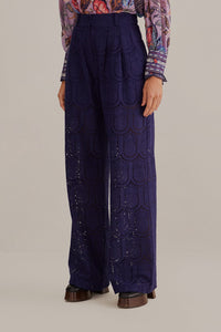 Pantalon à motif Ananas en coton - Bleu