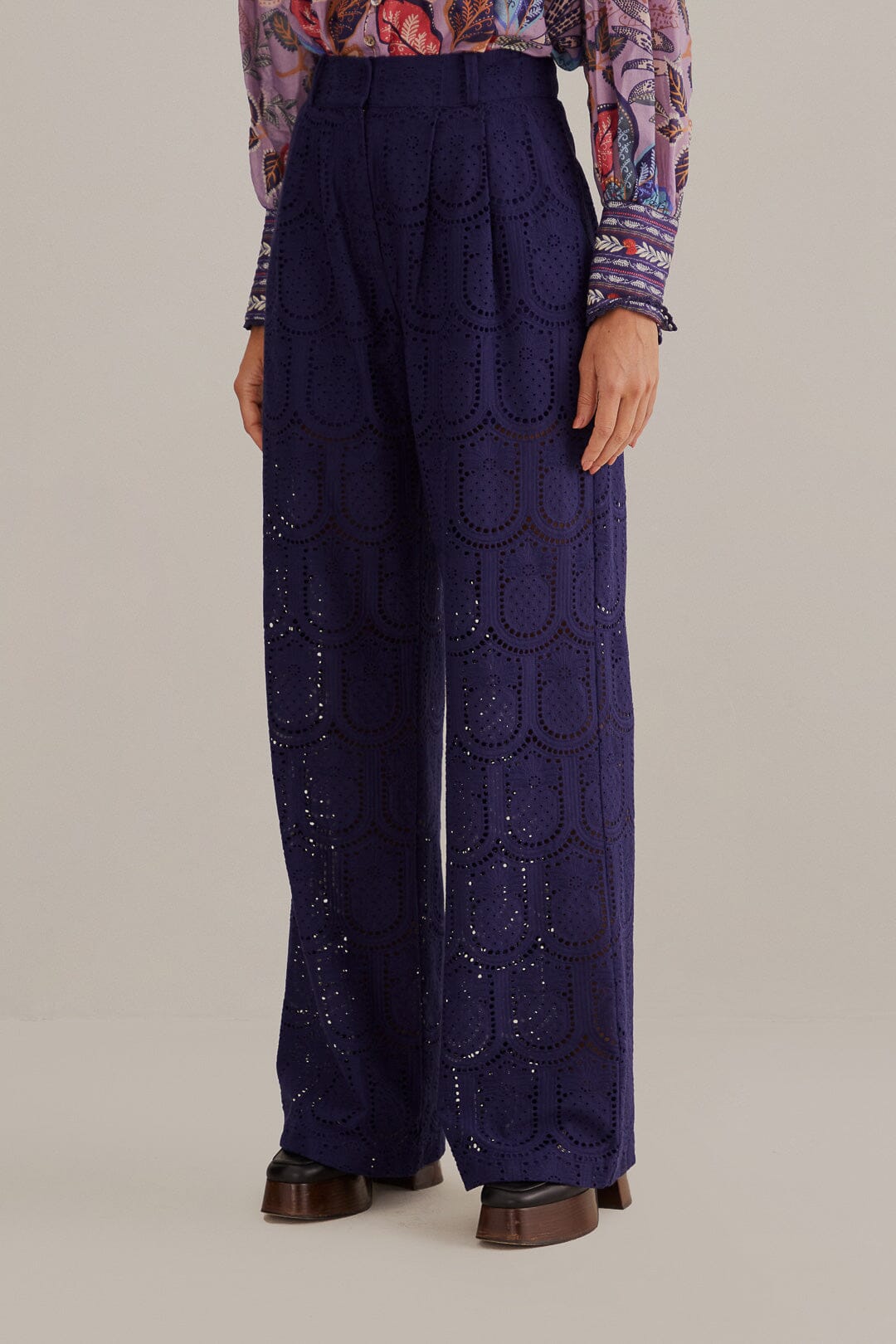 Pantalon à motif Ananas en coton - Bleu