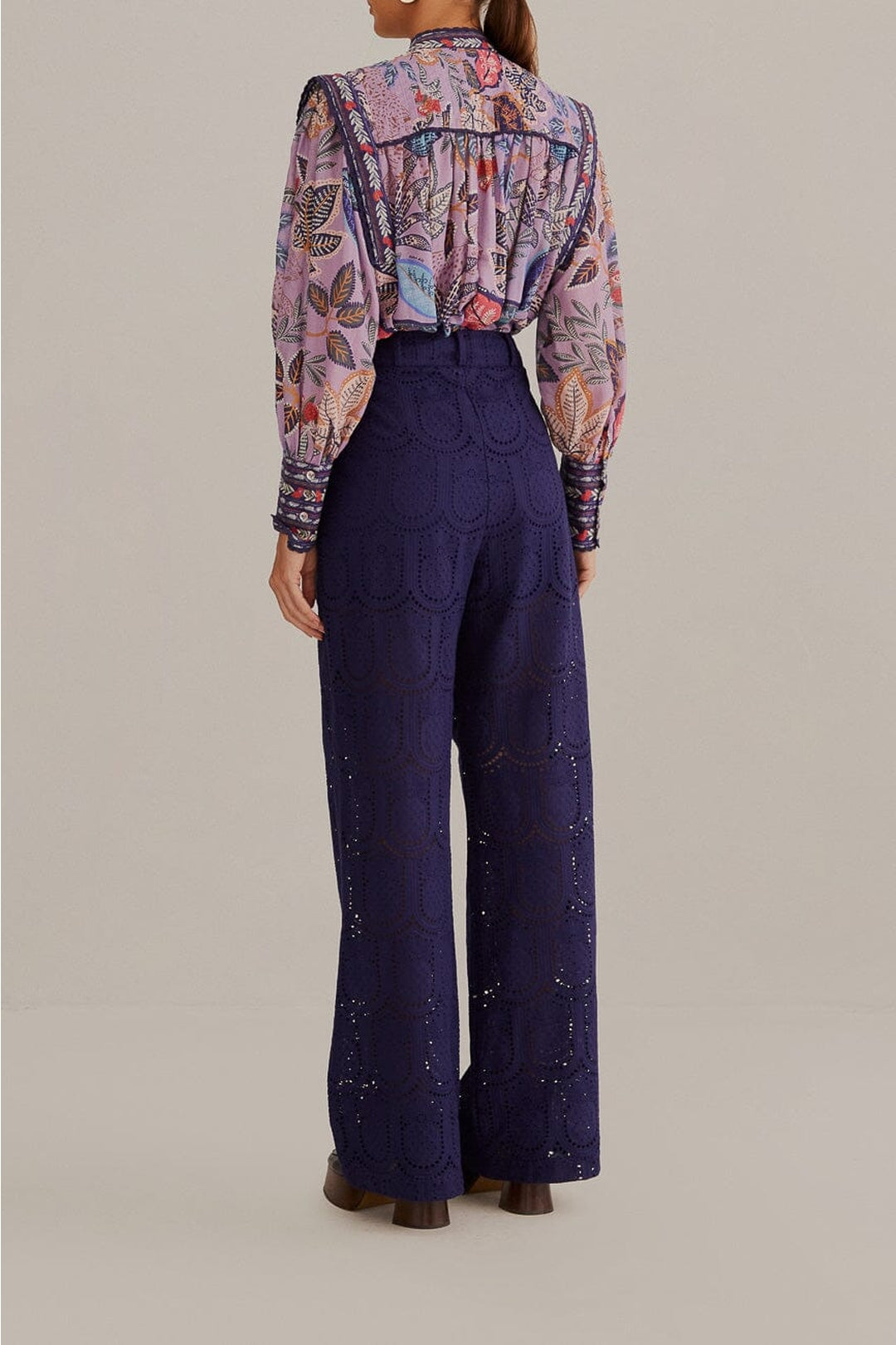 Pantalon à motif Ananas en coton - Bleu