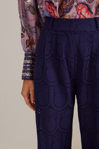 Pantalon à motif Ananas en coton - Bleu