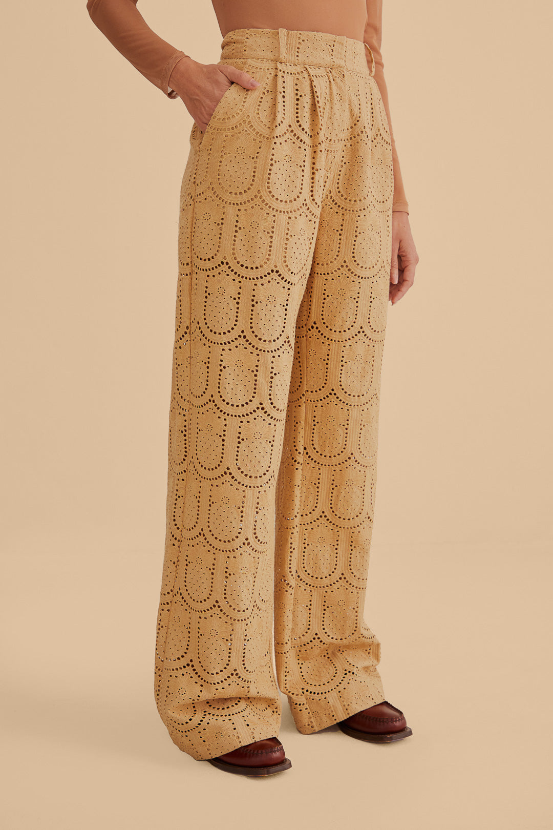 MEDIA OFF LINE_Pantalon à motif Ananas en coton - Beige