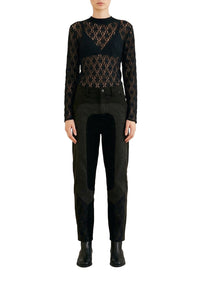 Blouse à manches longues en dentelle - Noir