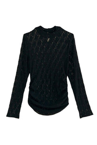 Blouse à manches longues en dentelle - Noir