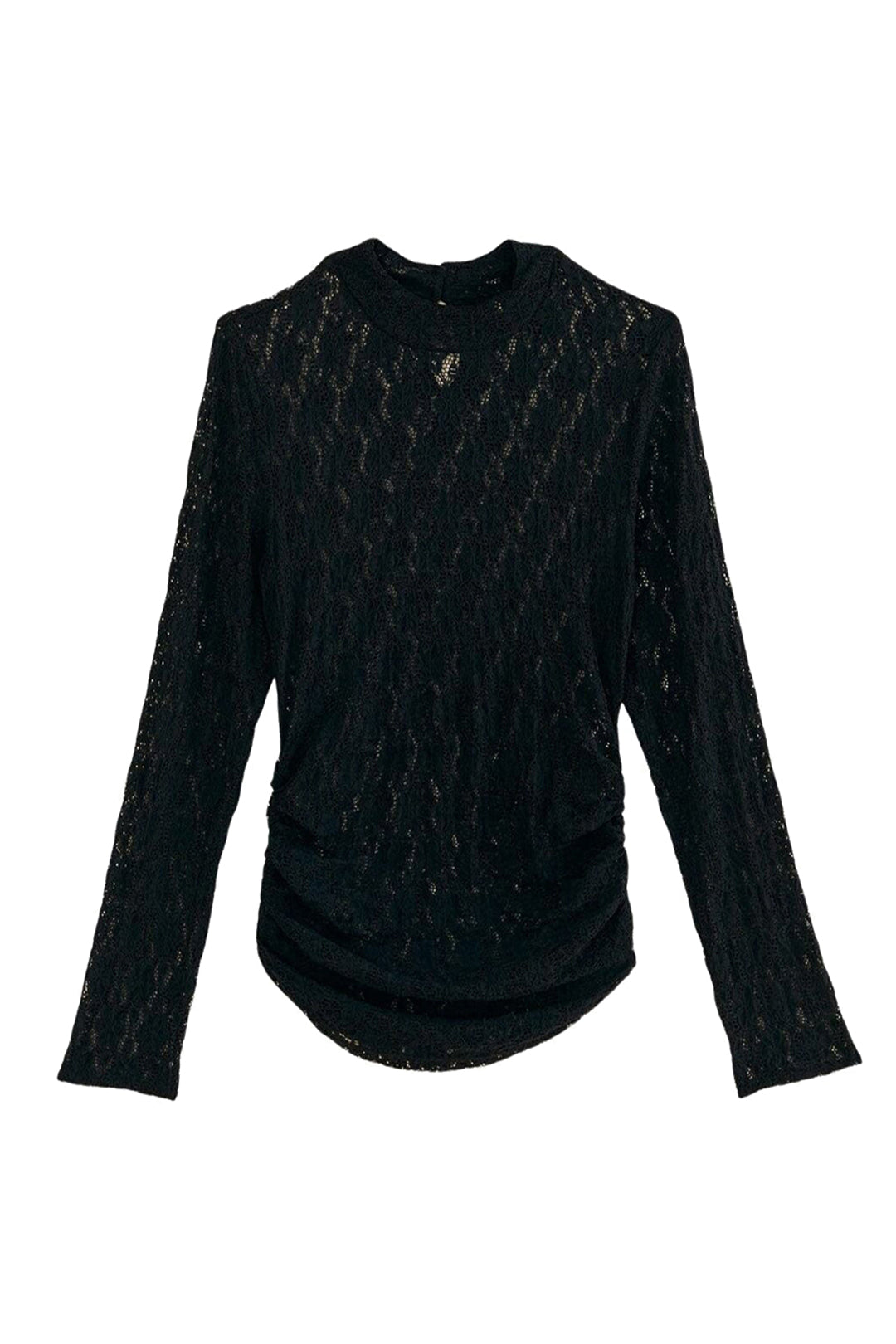 Blouse à manches longues en dentelle - Noir
