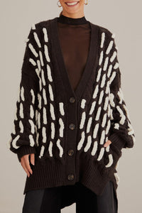 Cardigan texturé en maille - Noir