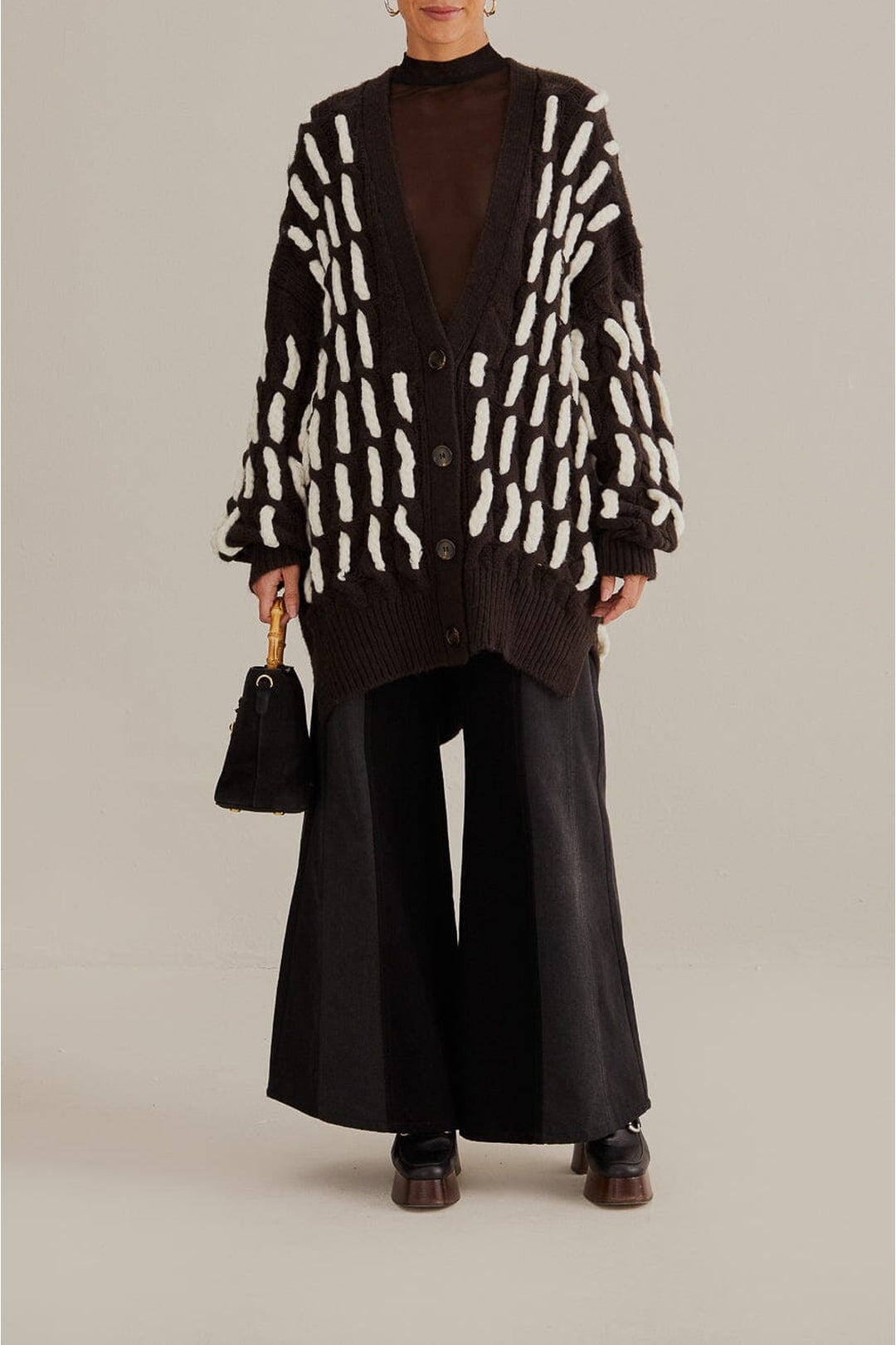 Cardigan texturé en maille - Noir