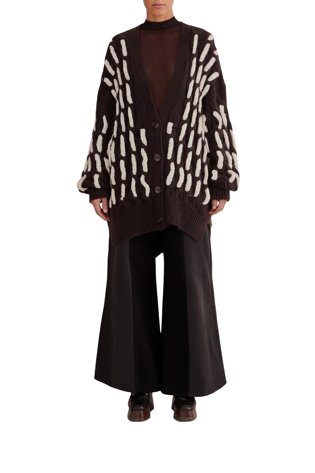 Cardigan texturé en maille - Noir