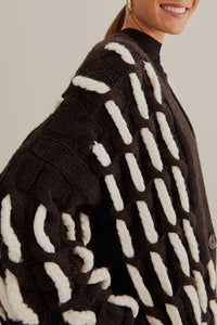 Cardigan texturé en maille - Noir