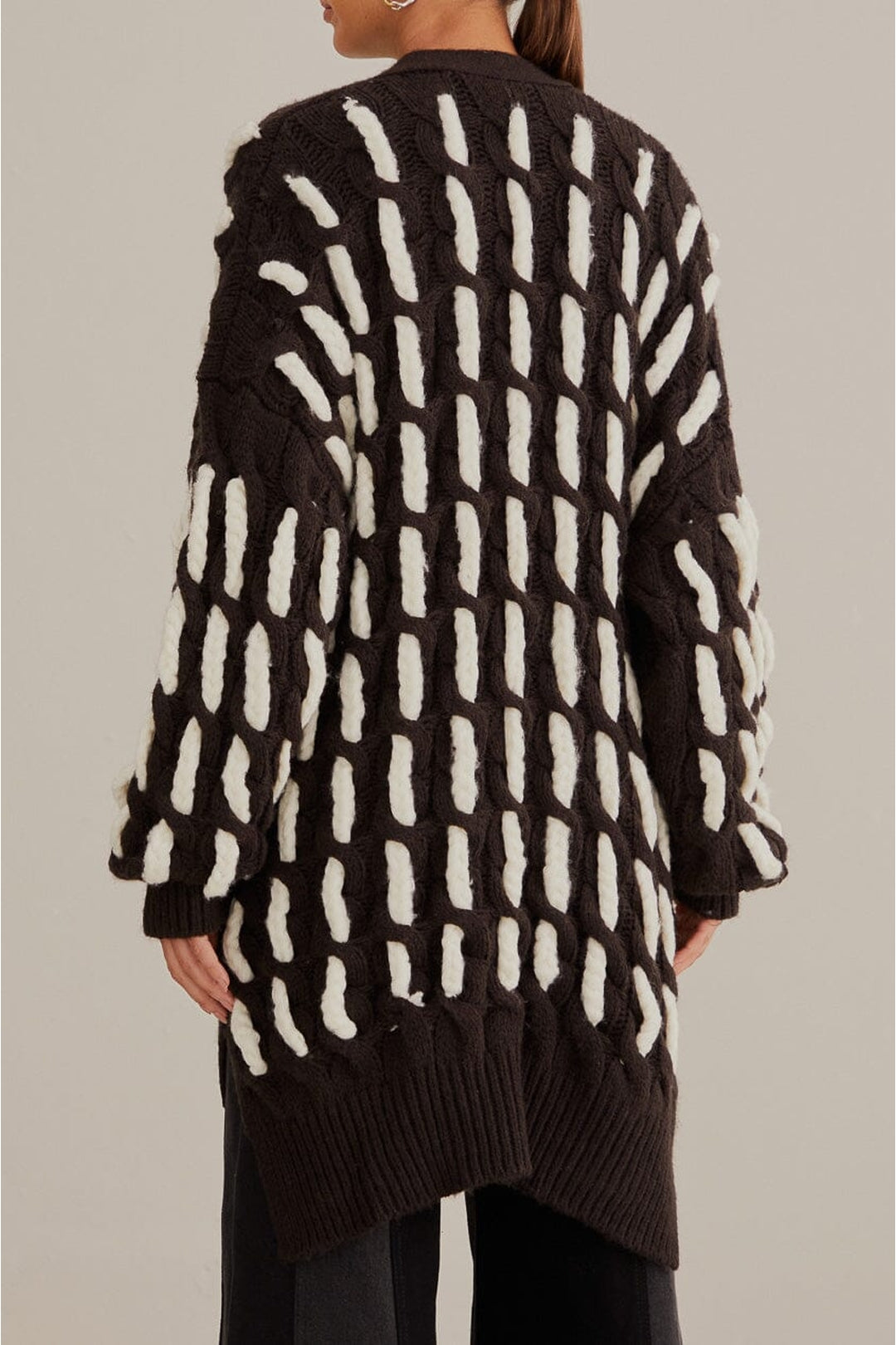 Cardigan texturé en maille - Noir