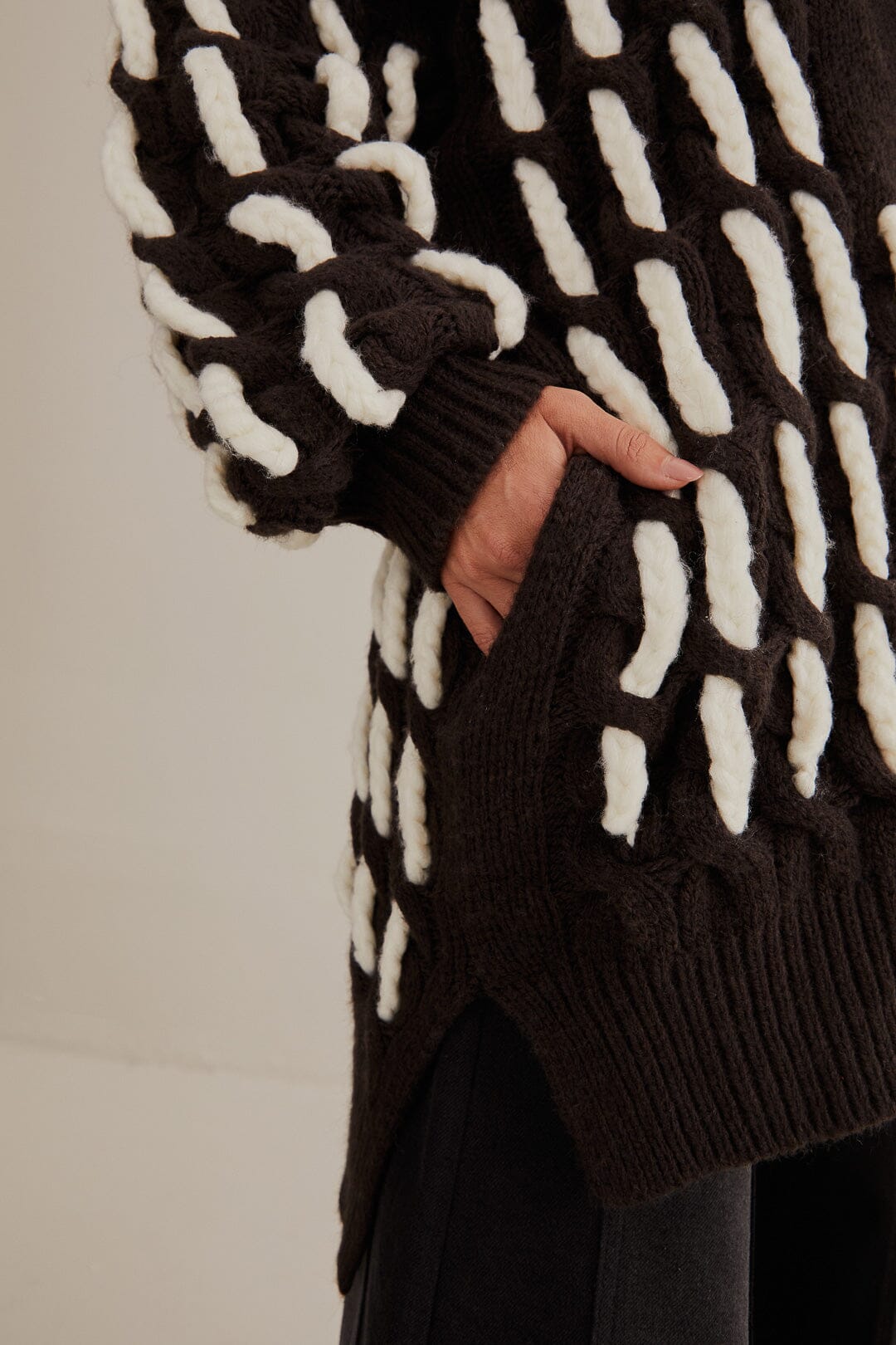 Cardigan texturé en maille - Noir