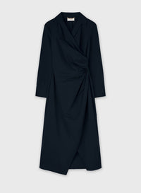 NAVY POPELINE COTTON STRETCH DRESS