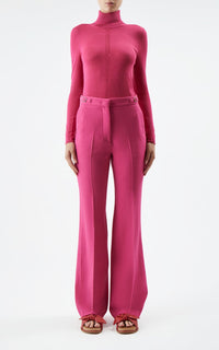 Fuchsia / Pull à col roulé Steinem en cachemire et soie - Fuchsia