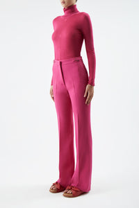 Steinem Turtleneck en fuchsia jaipur cachemire soie fil