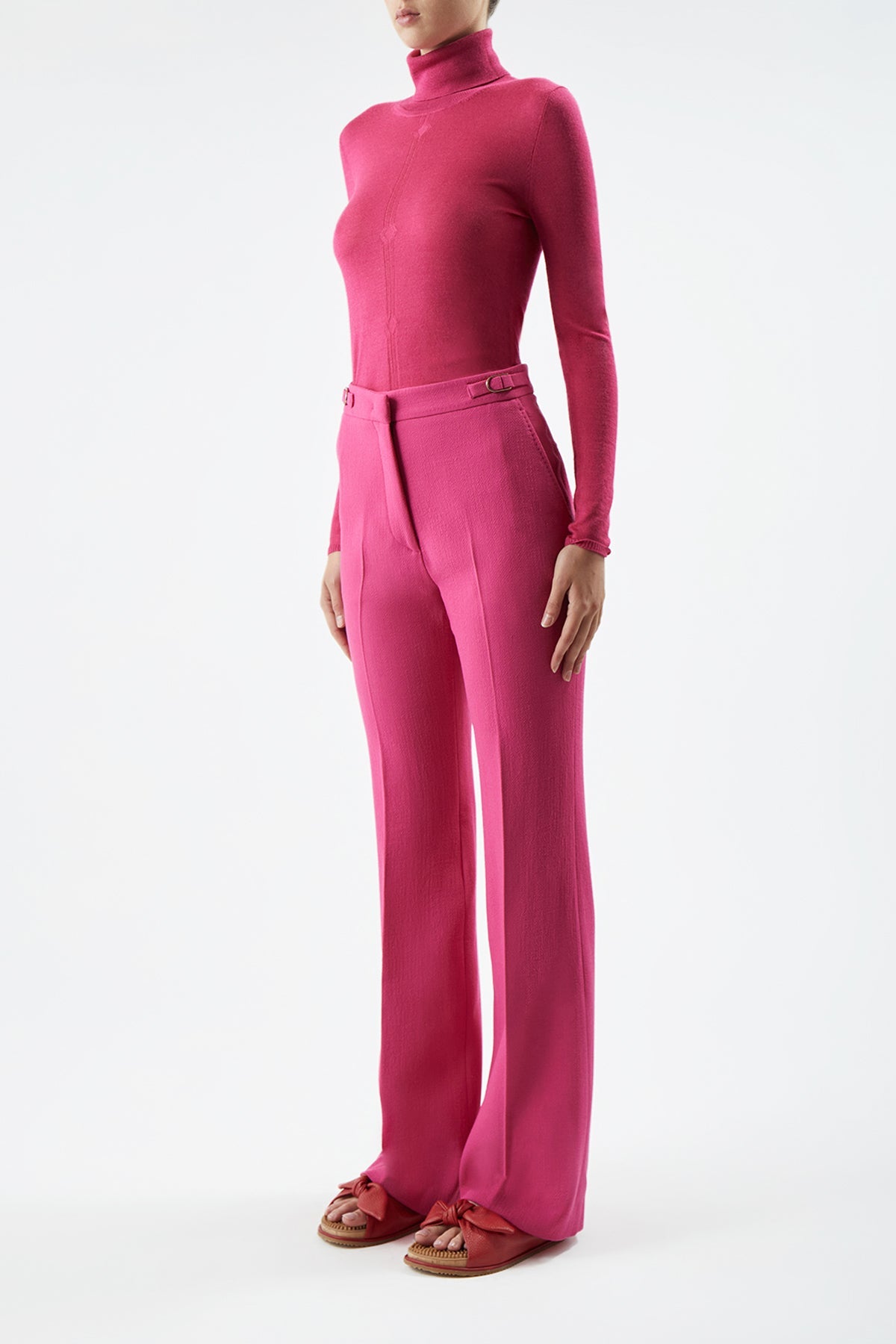 Steinem Turtleneck en fuchsia jaipur cachemire soie fil