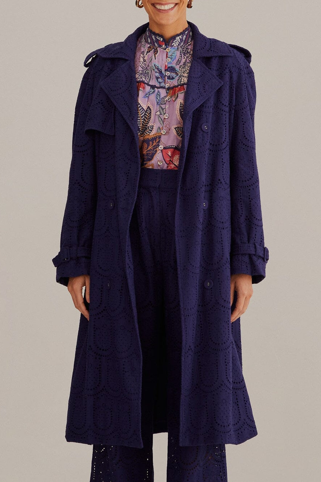 Trench-coat Pineapple à œillets en coton - Noir
