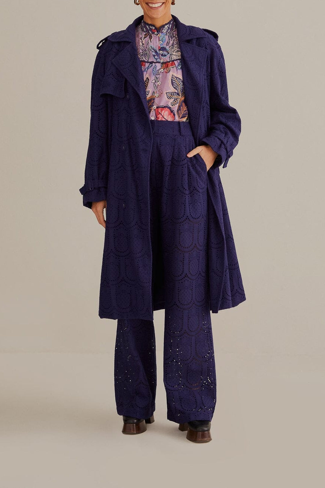 Trench-coat Pineapple à œillets en coton - Noir