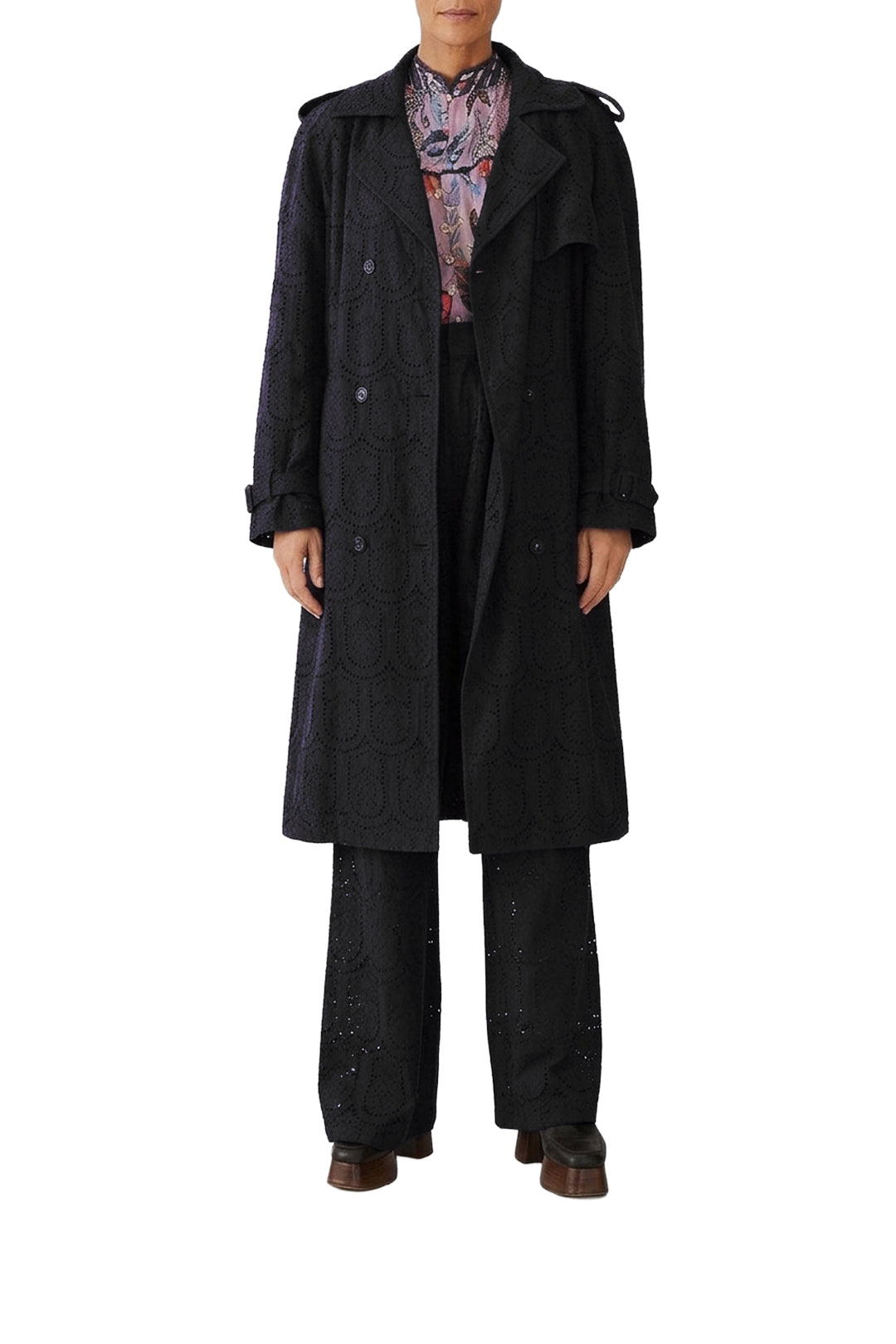 Trench-coat Pineapple à œillets en coton - Noir