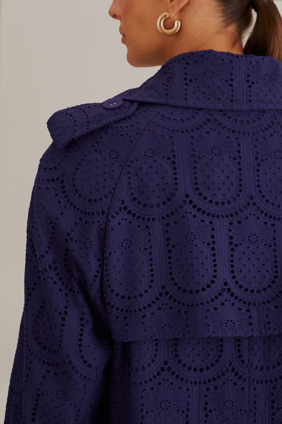 Trench-coat Pineapple à œillets en coton - Noir
